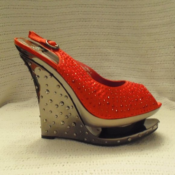 Women's Katja Style Slingback Rhinestone Wedges - Picture 5 of 6